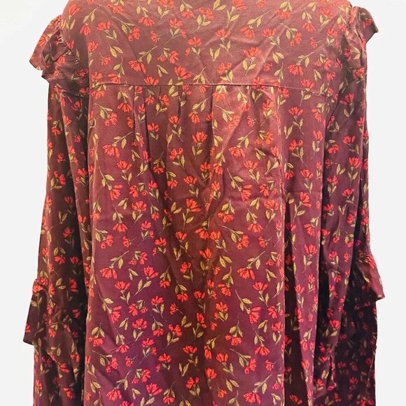 NWT SONOMA Women Long Sleeve Keyhole Neck Pullover Red Floral Shirt Plus Sz 2X - Picture 4 of 12
